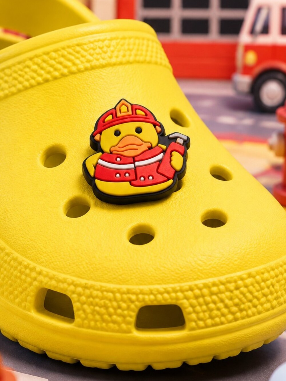Firefighter Yellow Duck Croc Shoe Charm Fireman First Responder Jibbitz Style